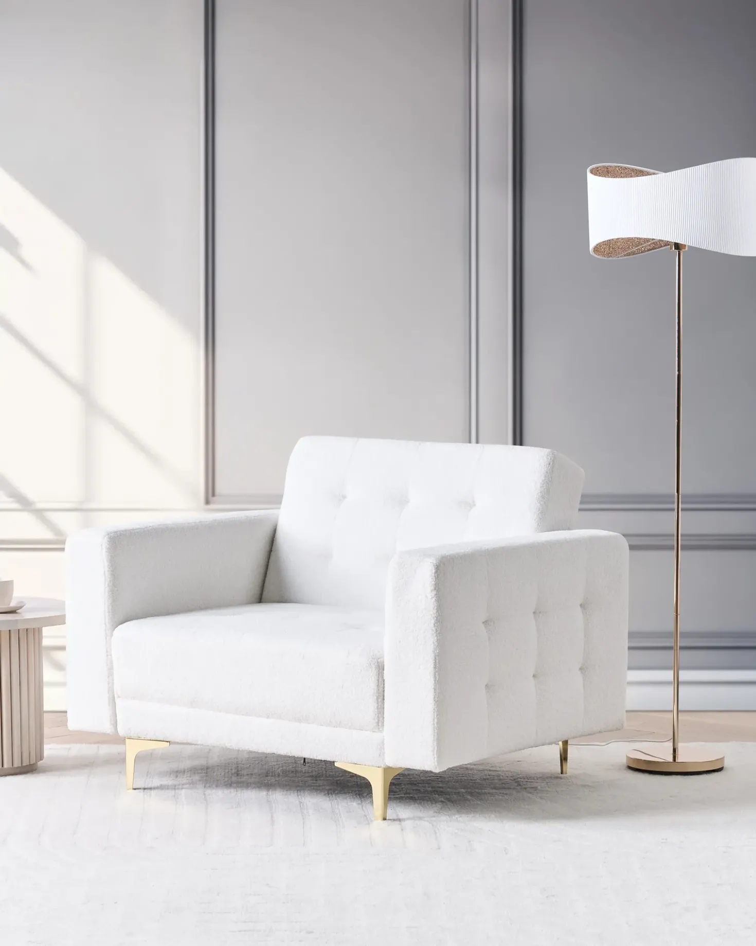Poltrona ABERDEEN Bouclé Bianco sporco