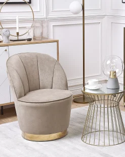Poltrona ALBY Velluto Beige chiaro