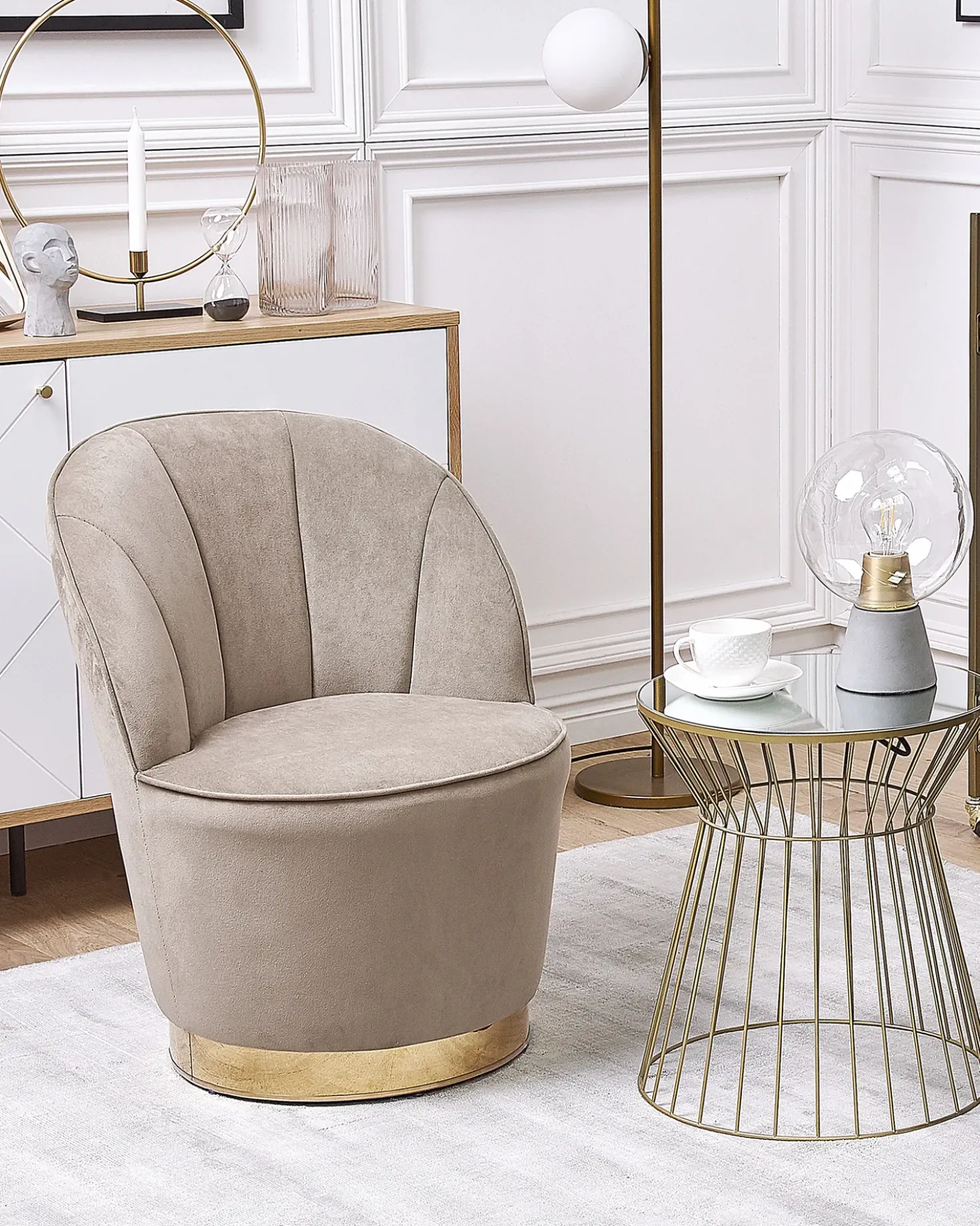 Poltrona ALBY Velluto Beige chiaro