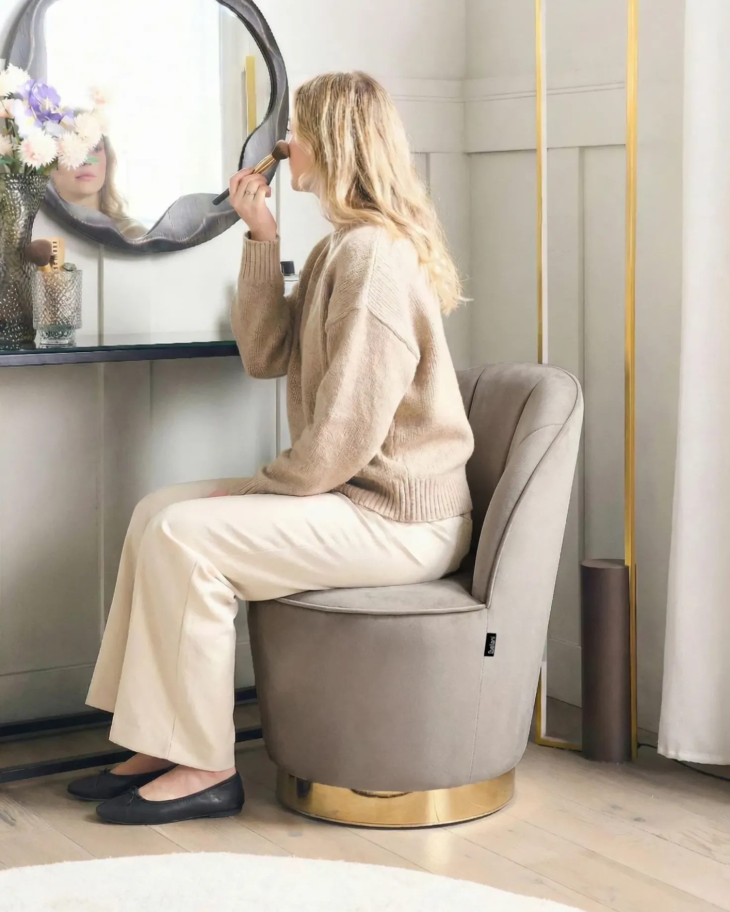 Poltrona ALBY Velluto Beige chiaro