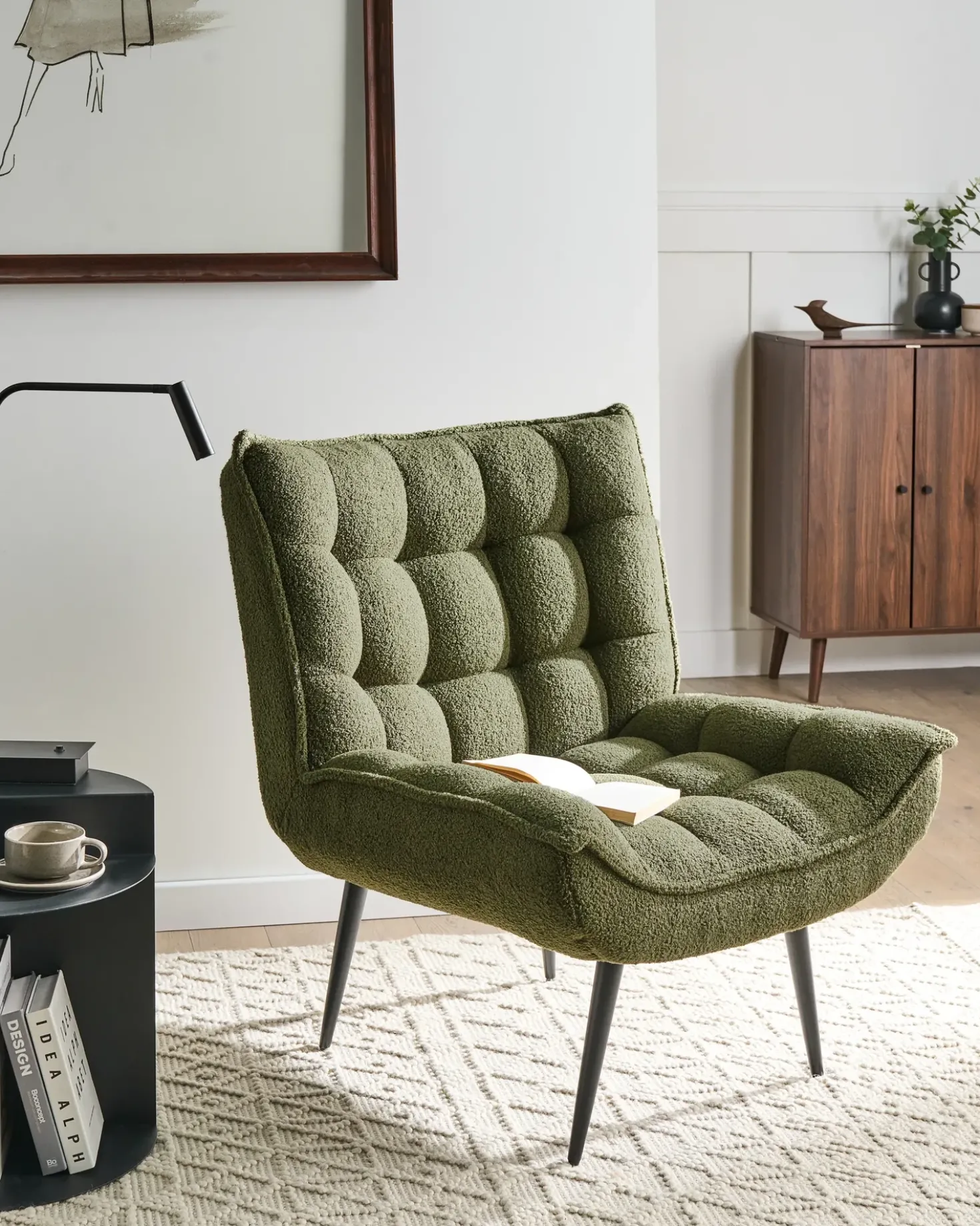Poltrona ALVESTA Bouclé Verde scuro