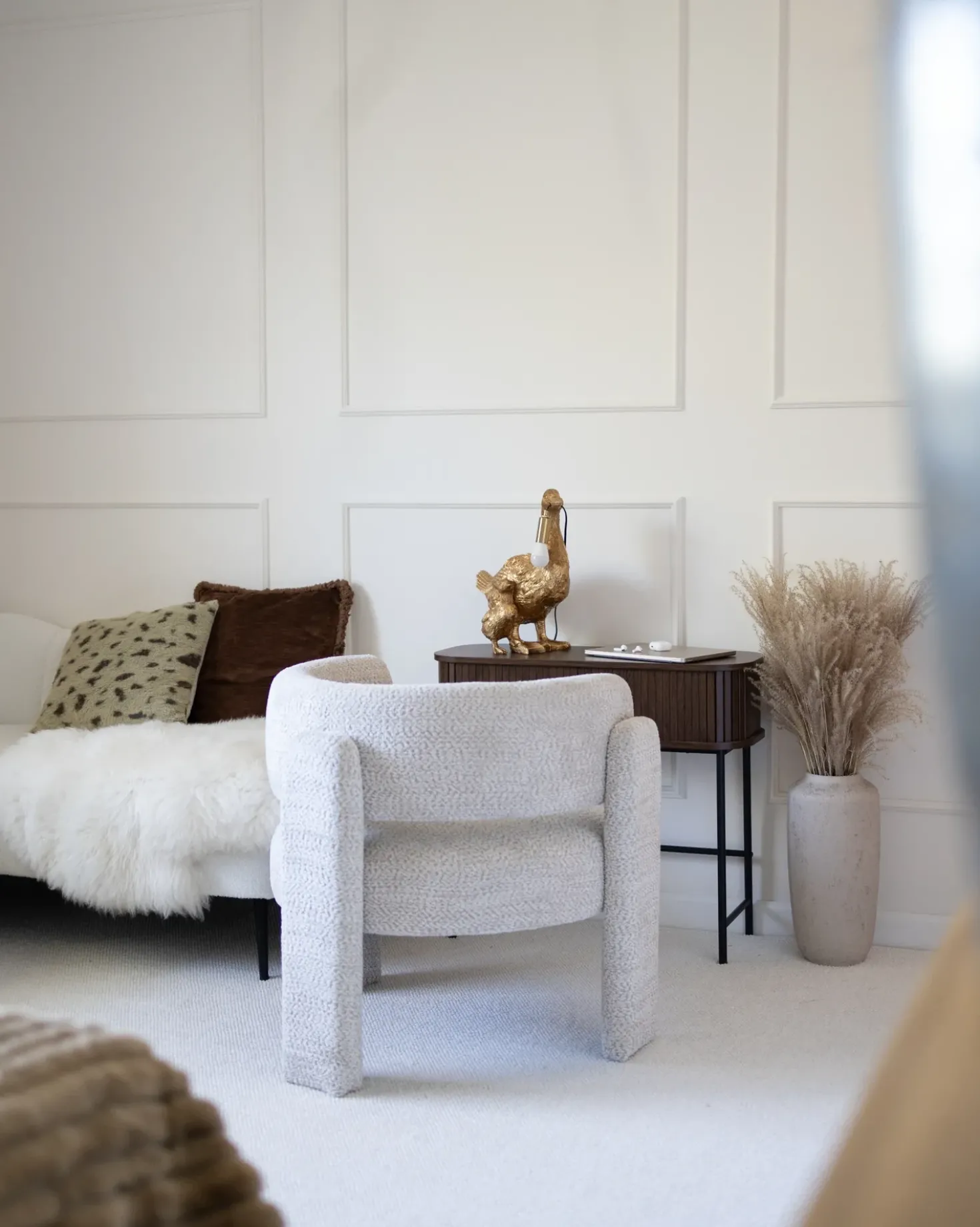 Poltrona BUREA Ciniglia Beige chiaro