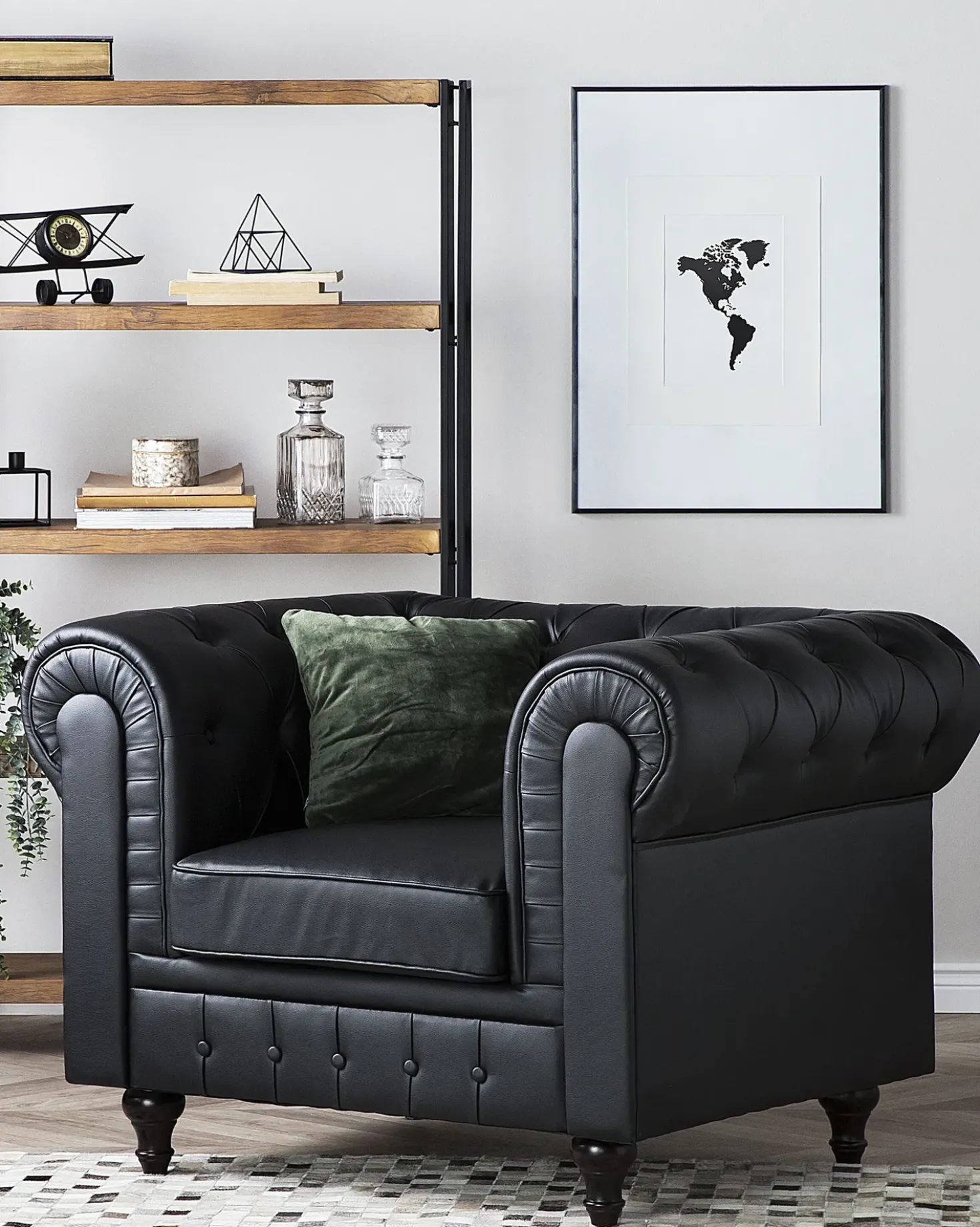 Poltrona CHESTERFIELD Pelle sintetica Nero