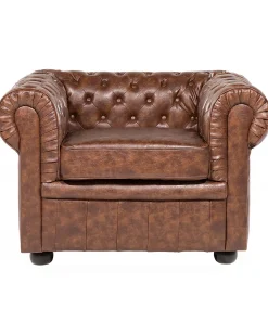Poltrona CHESTERFIELD Pelle sintetica Marrone dorato