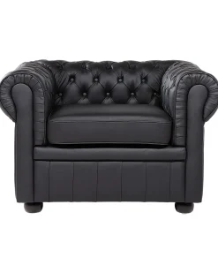 Poltrona CHESTERFIELD Pelle naturale Nero