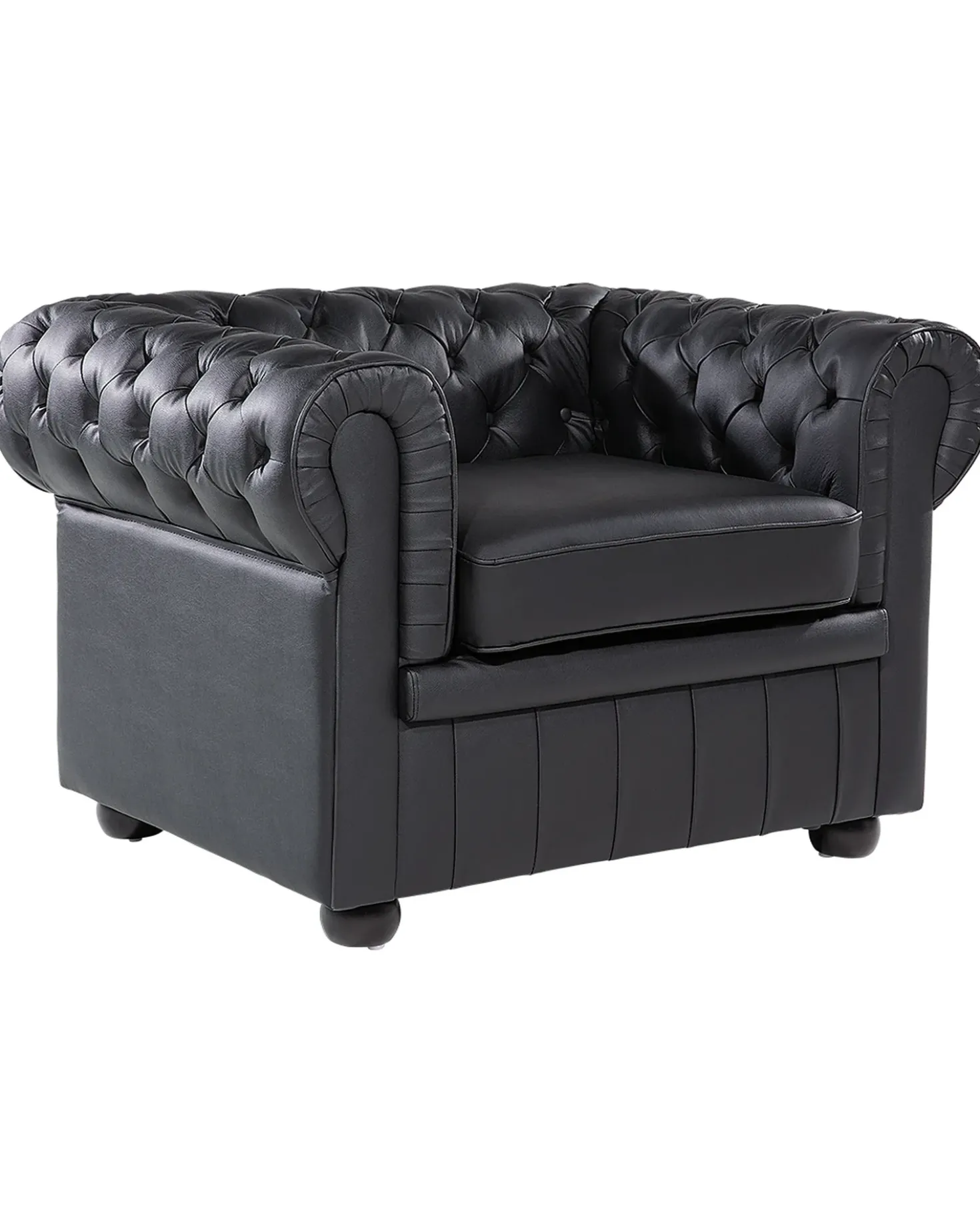 Poltrona CHESTERFIELD Pelle naturale Nero