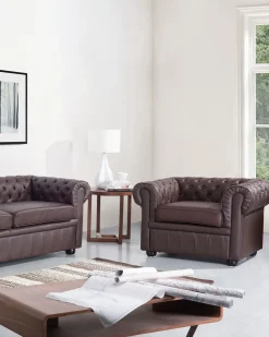 Poltrona CHESTERFIELD Pelle naturale Marrone