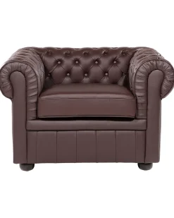 Poltrona CHESTERFIELD Pelle naturale Marrone