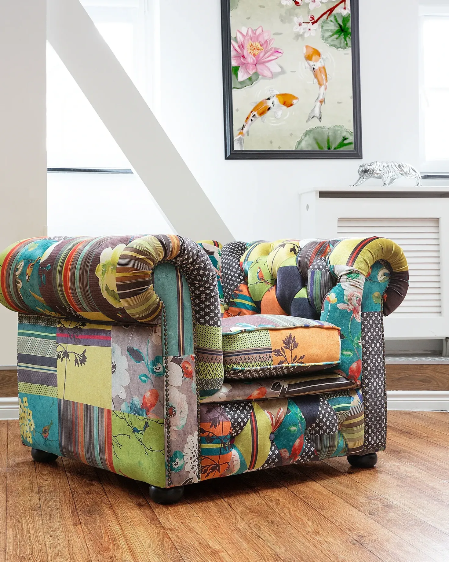 Poltrona CHESTERFIELD Tessuto Verde chiaro