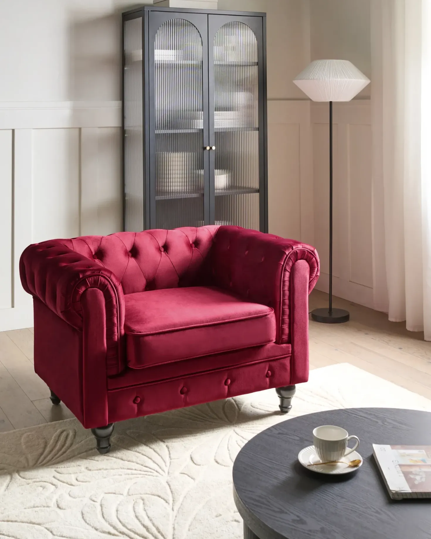 Poltrona CHESTERFIELD Velluto Bordeaux