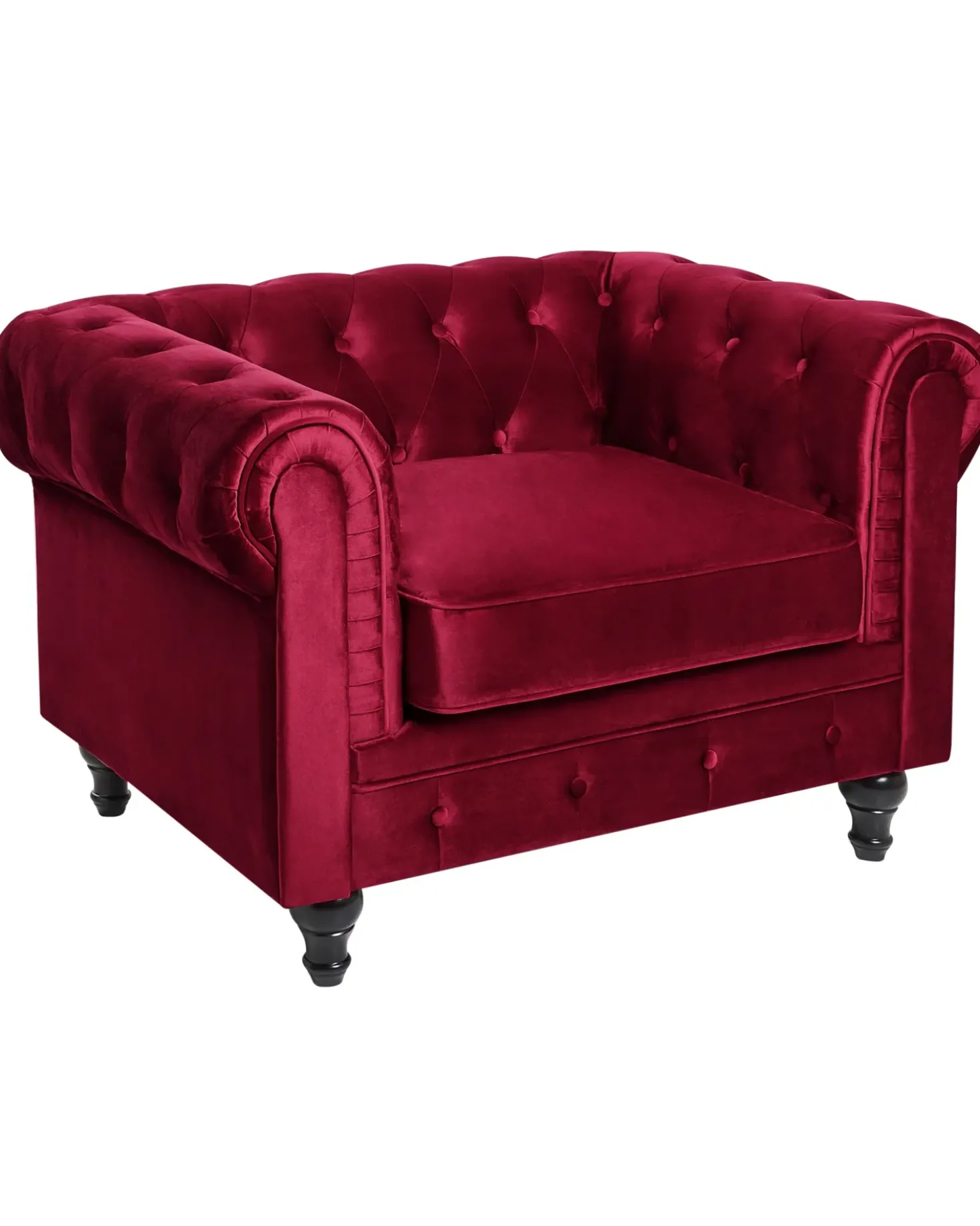 Poltrona CHESTERFIELD Velluto Bordeaux