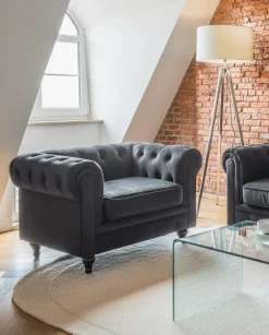 Poltrona CHESTERFIELD Velluto Nero