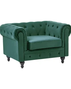 Poltrona CHESTERFIELD Velluto Verde smeraldo