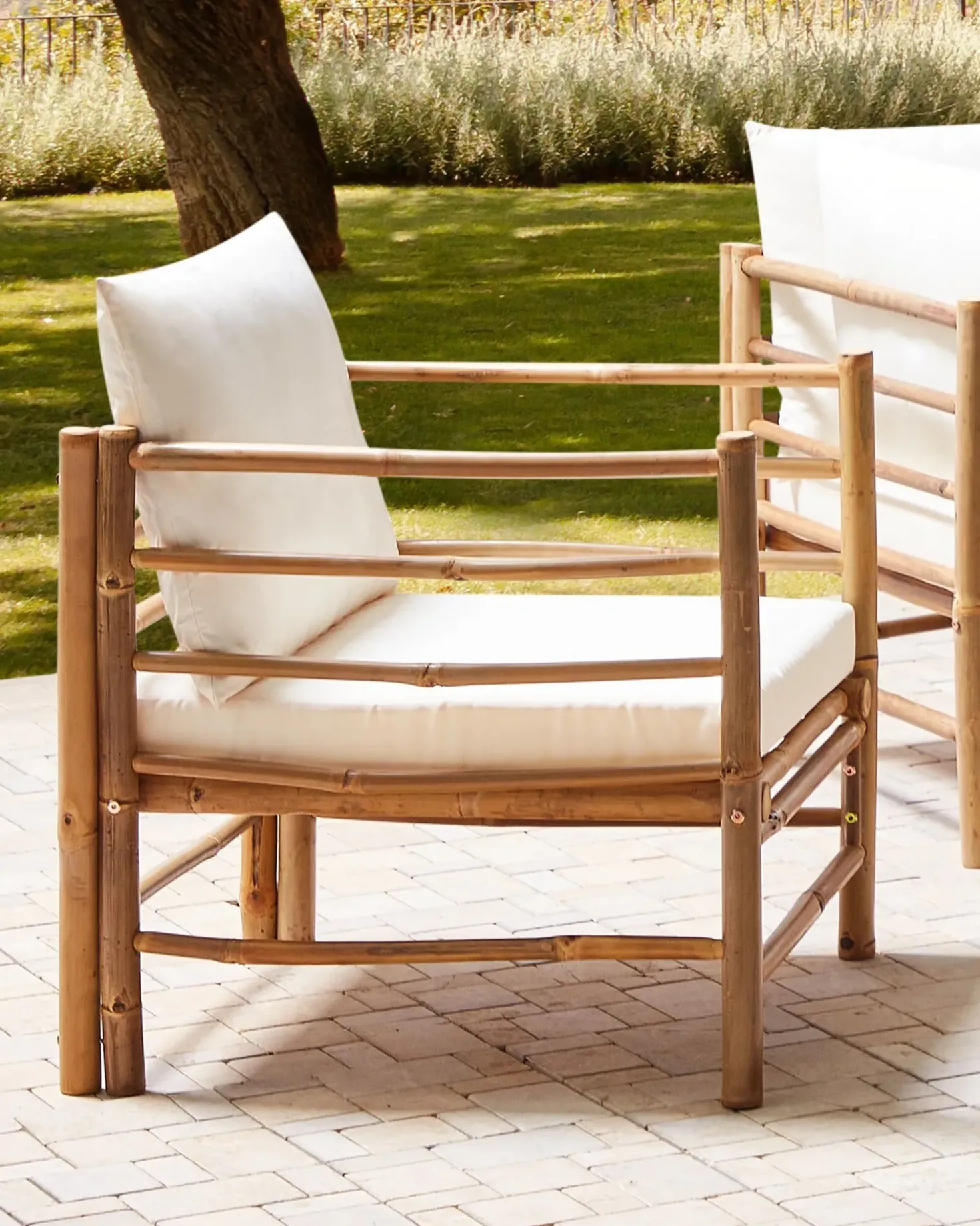 Poltrona da giardino CERRETO Bambù Bianco sporco