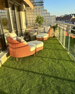 Poltrona da giardino con ottomana ARCILLE Rattan sintetico (PE) Rosa pesca
