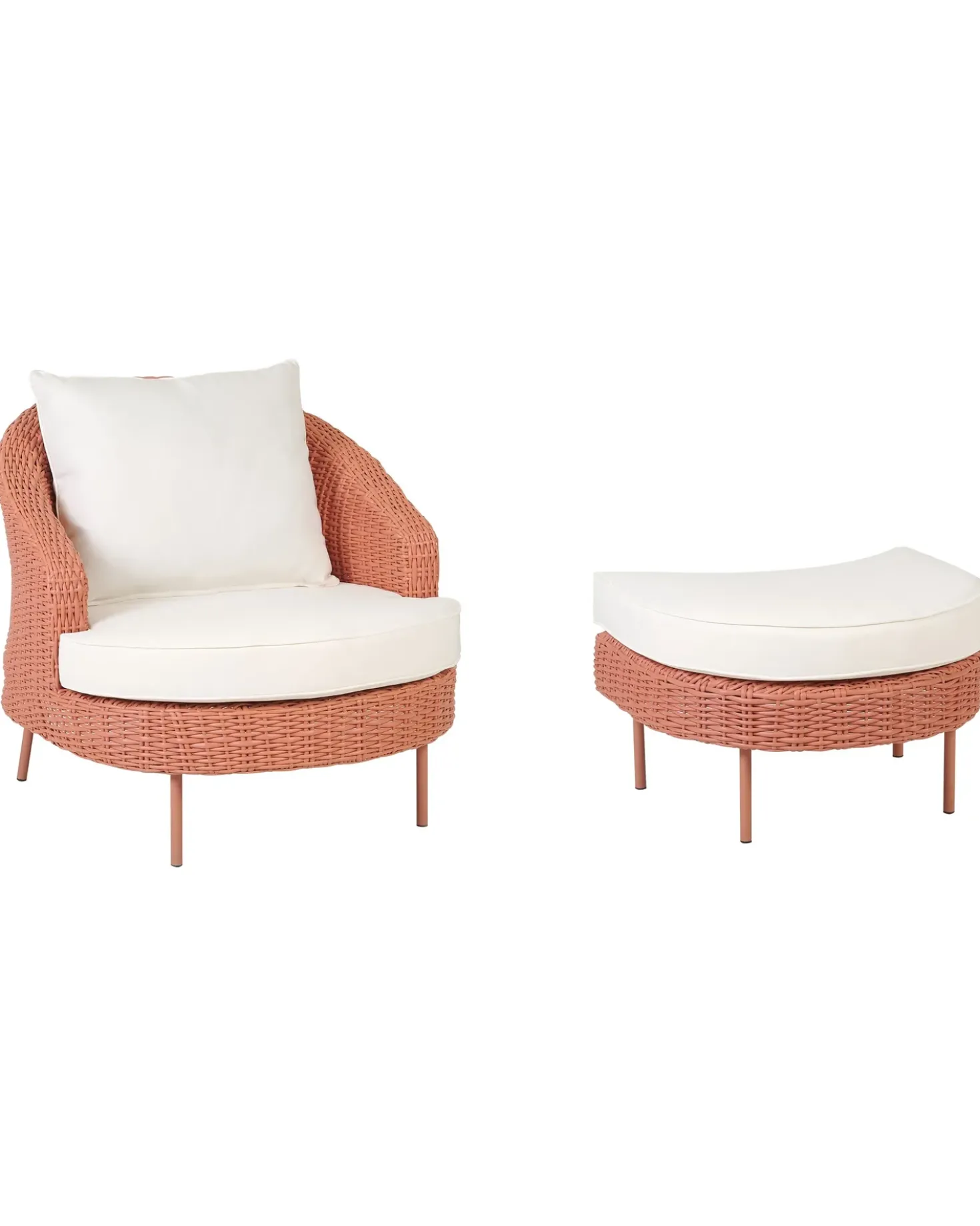 Poltrona da giardino con ottomana ARCILLE Rattan sintetico (PE) Rosa pesca