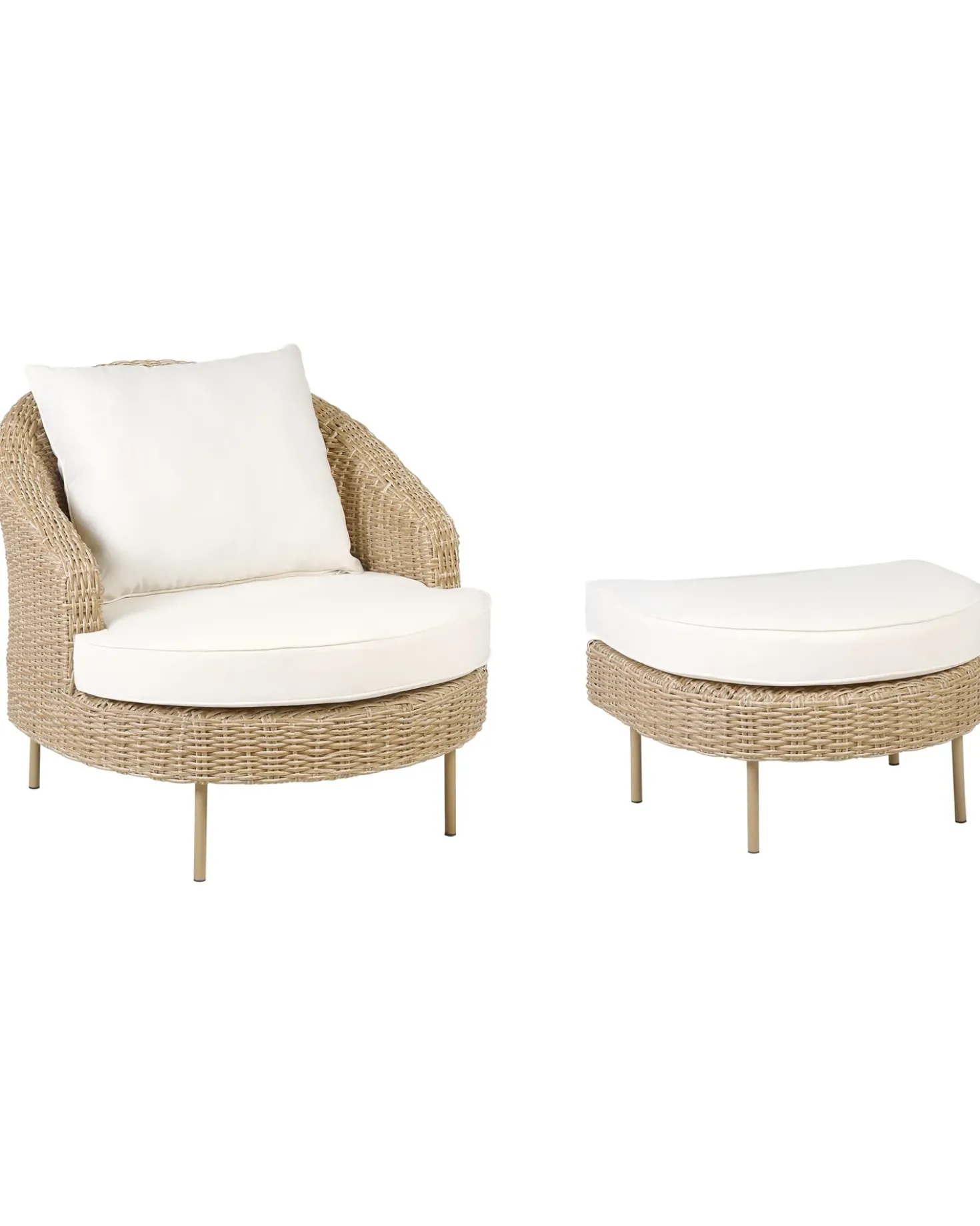 Poltrona da giardino con ottomana ARCILLE Rattan sintetico (PE) Naturale