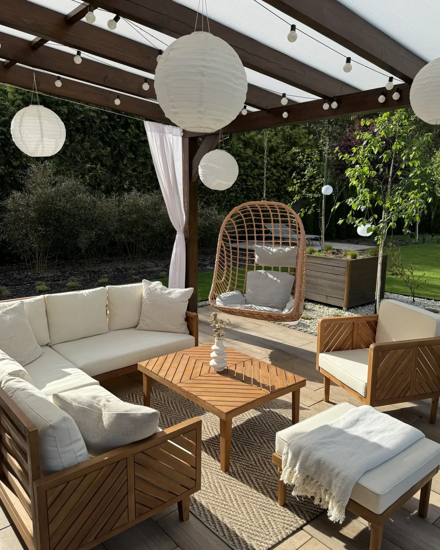 Poltrona da giardino con ottomana BARATTI Legno d'acacia Marrone