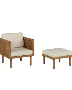 Poltrona da giardino con ottomana BARATTI Legno d'acacia Marrone