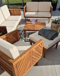 Poltrona da giardino con ottomana BARATTI Legno d'acacia Marrone