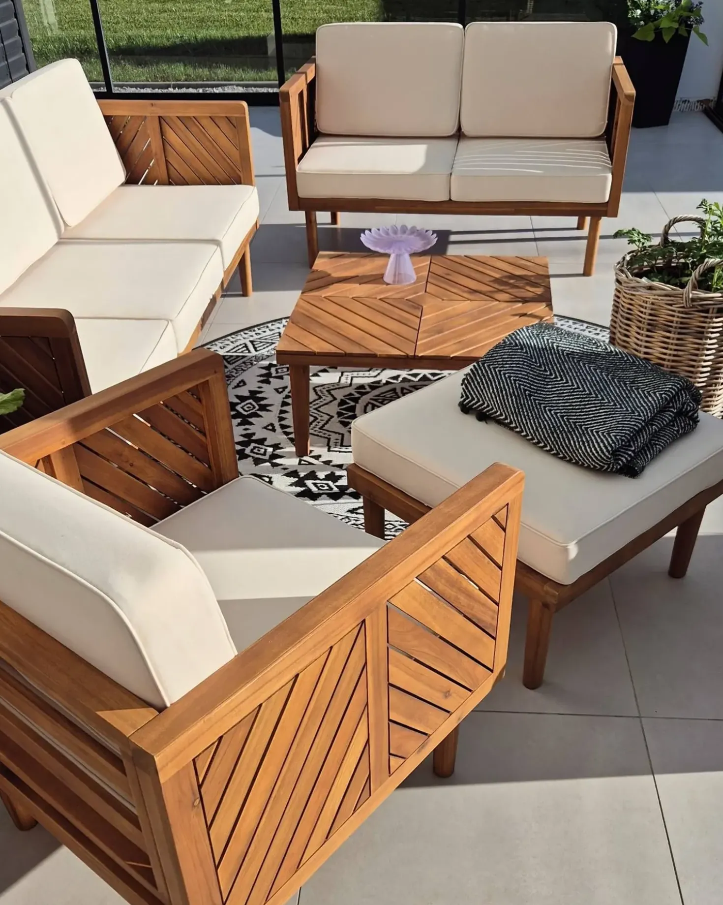 Poltrona da giardino con ottomana BARATTI Legno d'acacia Marrone