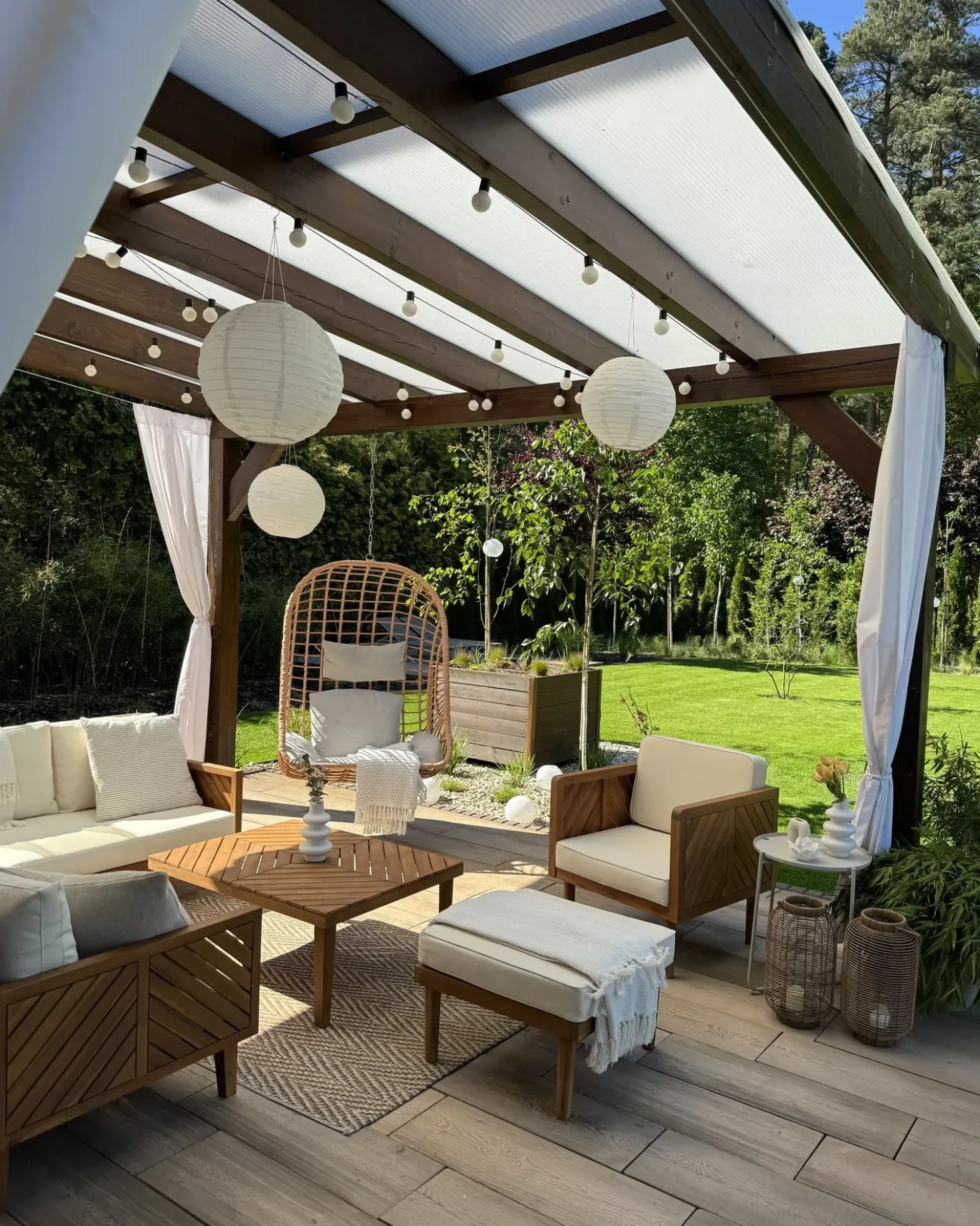 Poltrona da giardino con ottomana BARATTI Legno d'acacia Marrone