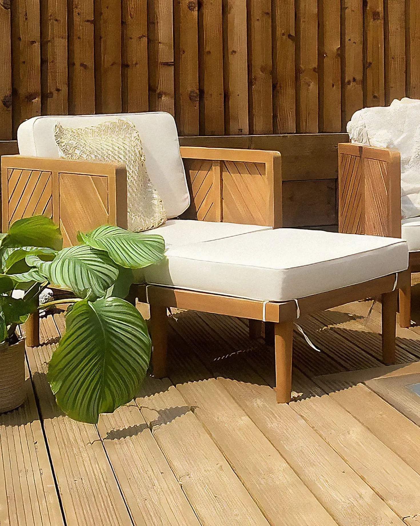 Poltrona da giardino con ottomana BARATTI Legno d'acacia Marrone