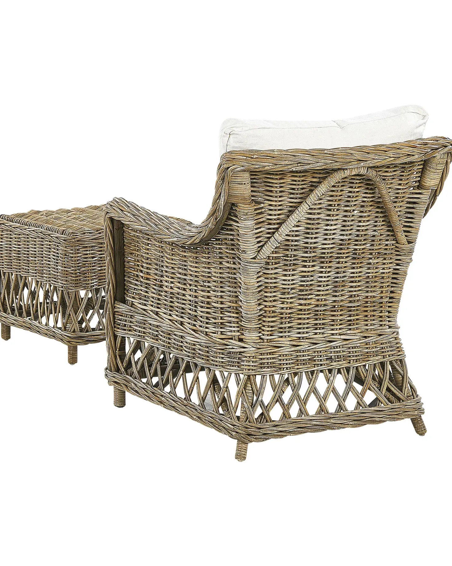 Poltrona da giardino RIBOLLA con poggiapiedi Rattan Naturale