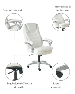 Poltrona da scrivania CHIEF Pelle sintetica Bianco sporco