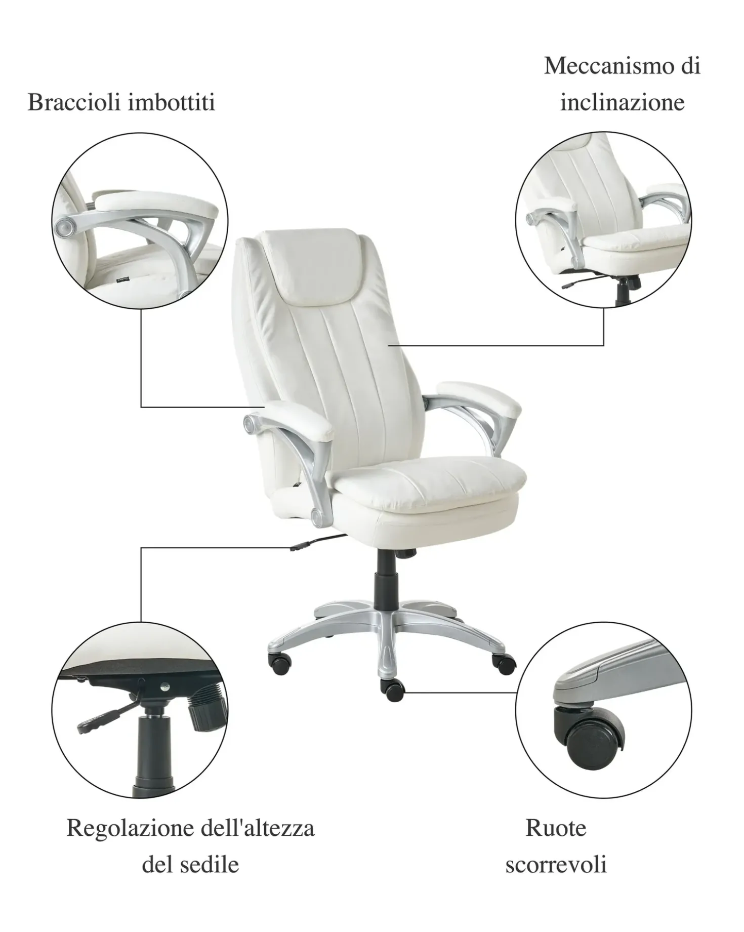 Poltrona da scrivania CHIEF Pelle sintetica Bianco sporco
