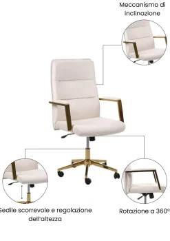 Poltrona da scrivania DEMURE Velluto Beige chiaro