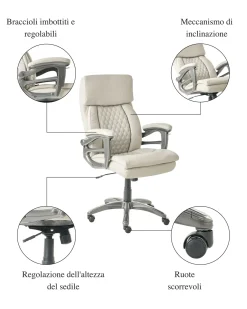 Poltrona da scrivania GALLANT Pelle sintetica Beige