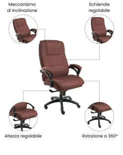 Poltrona da scrivania MAGNUS Lino Marrone