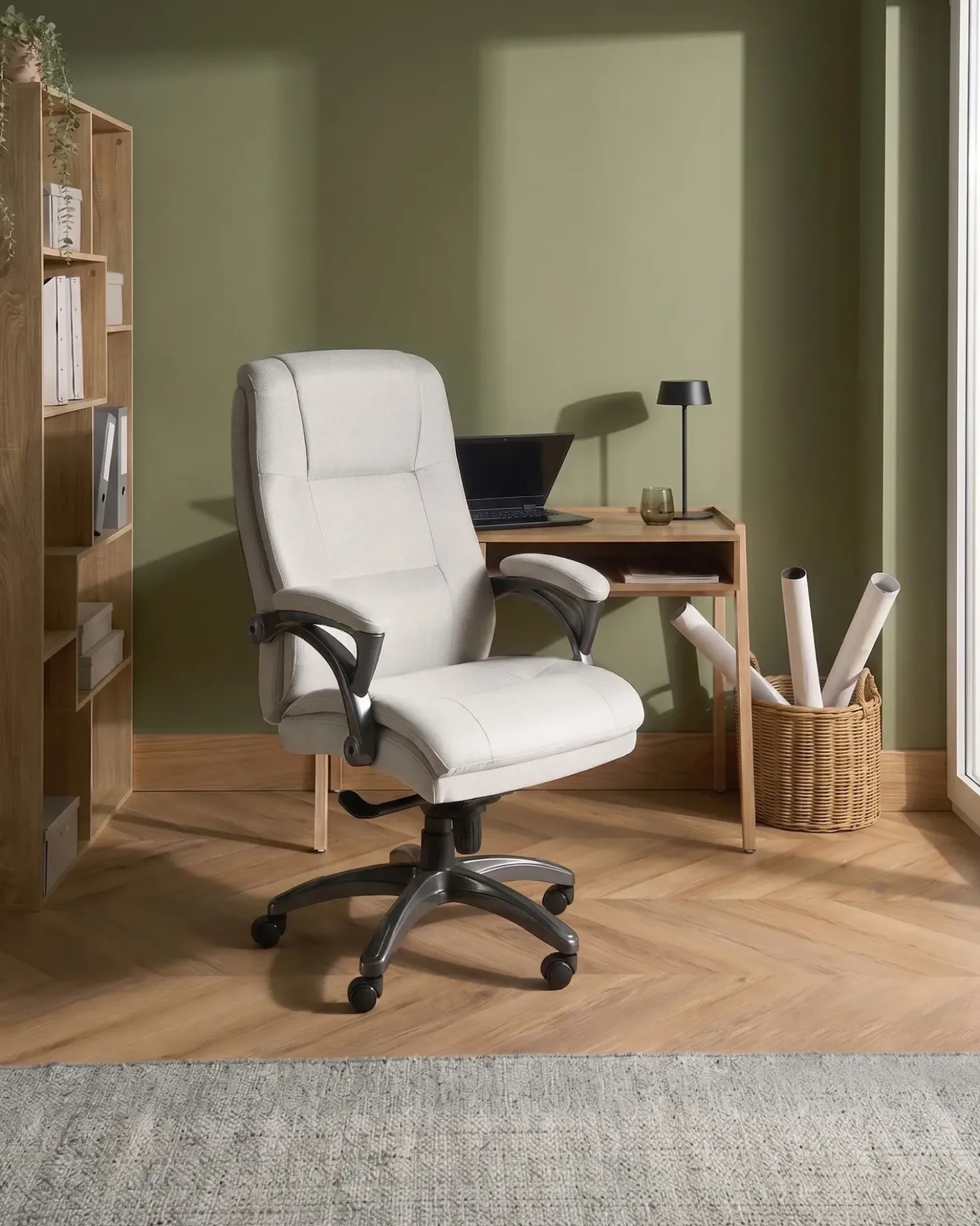 Poltrona da scrivania MAGNUS Lino Beige chiaro