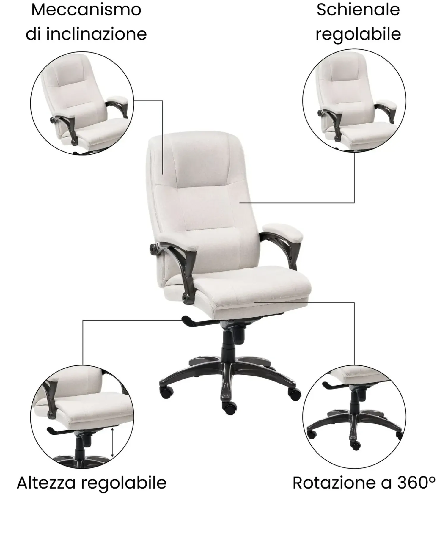 Poltrona da scrivania MAGNUS Lino Beige chiaro