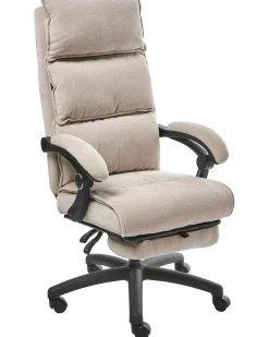 Poltrona da scrivania Poggiapiedi a scomparsa EATON Ciniglia Beige