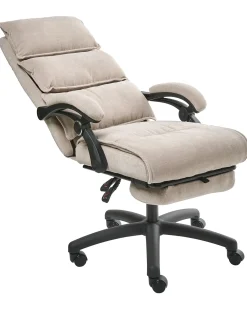 Poltrona da scrivania Poggiapiedi a scomparsa EATON Ciniglia Beige