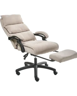 Poltrona da scrivania Poggiapiedi a scomparsa EATON Ciniglia Beige