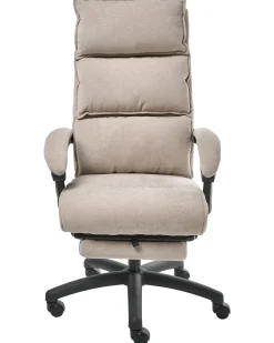Poltrona da scrivania Poggiapiedi a scomparsa EATON Ciniglia Beige