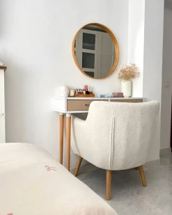 Poltrona DRAMMEN Bouclé Bianco