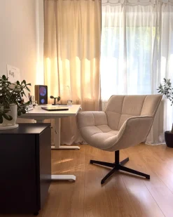 Poltrona girevole AUMA Tessuto Beige