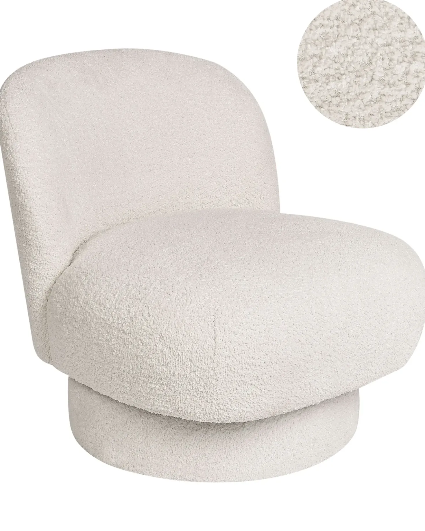 Poltrona girevole AYLO Bouclé Bianco sporco