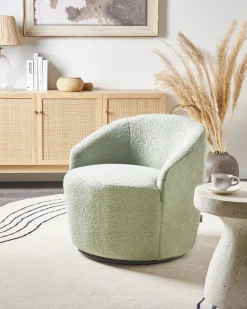 Poltrona girevole DAVIK Bouclé Verde chiaro