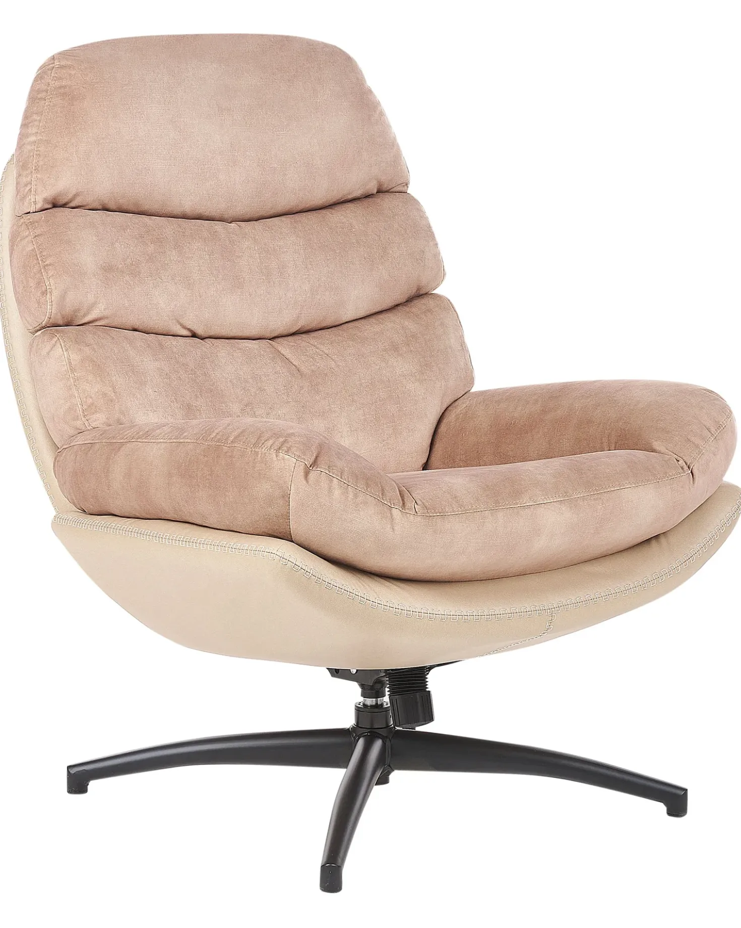 Poltrona girevole EIDE con poggiapiedi Velluto Beige sabbia