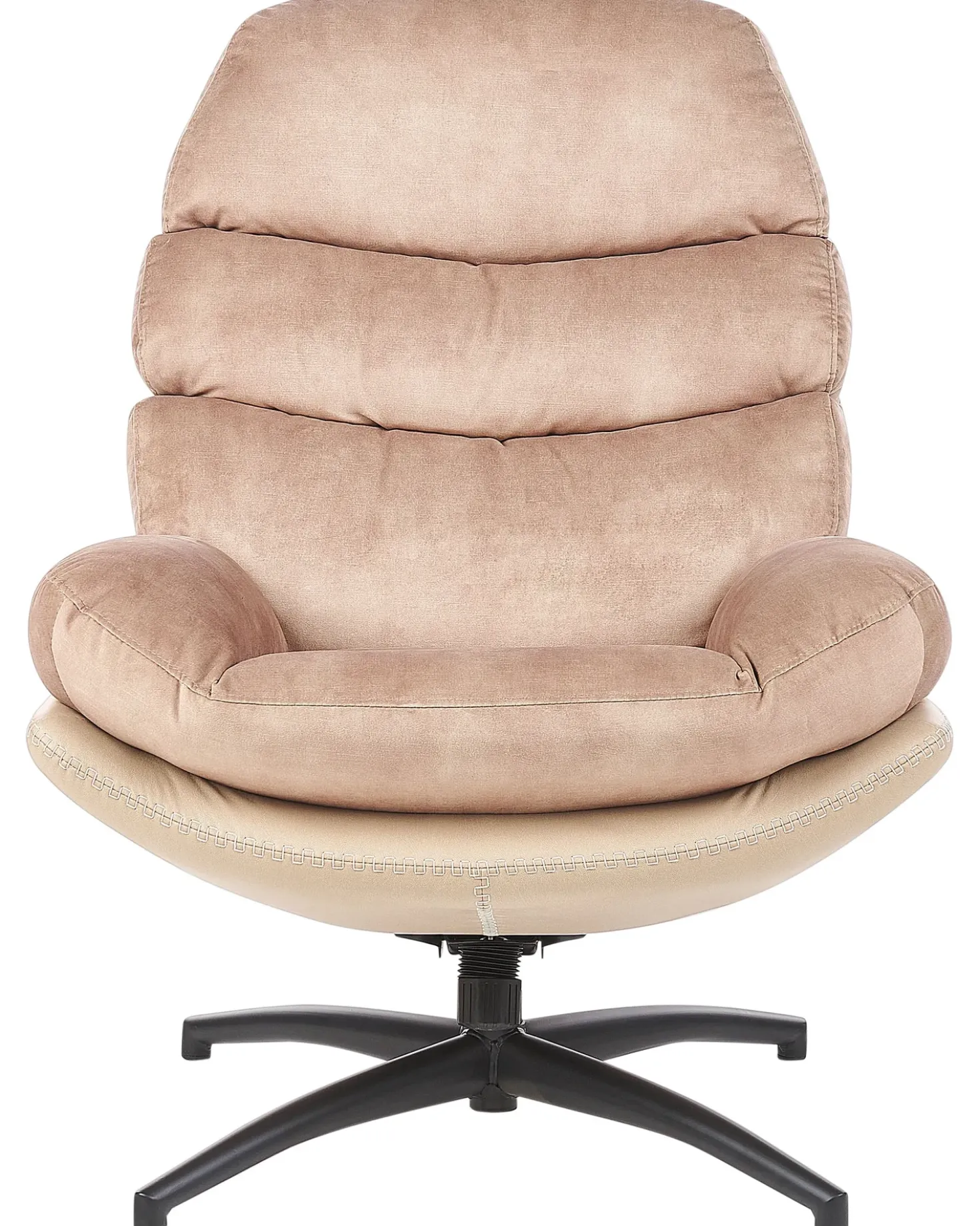 Poltrona girevole EIDE con poggiapiedi Velluto Beige sabbia