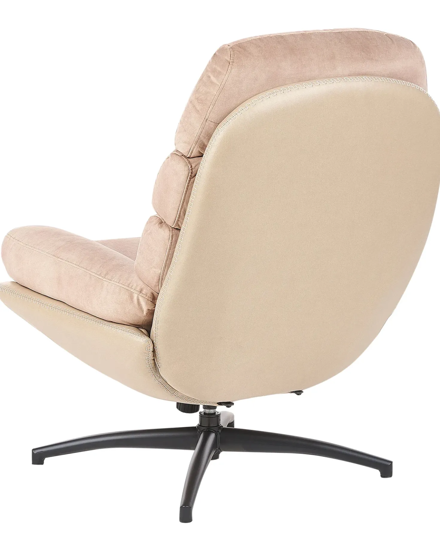 Poltrona girevole EIDE con poggiapiedi Velluto Beige sabbia