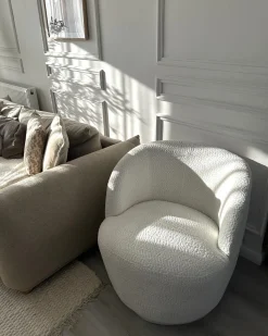 Poltrona girevole KUOLPA Ciniglia Bianco sporco