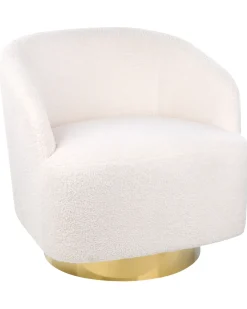 Poltrona girevole LAVIK Bouclé Bianco sporco