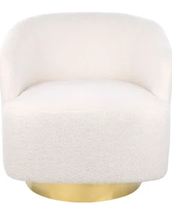 Poltrona girevole LAVIK Bouclé Bianco sporco