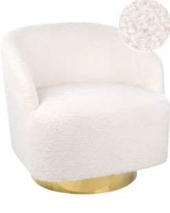 Poltrona girevole LAVIK Bouclé Bianco sporco